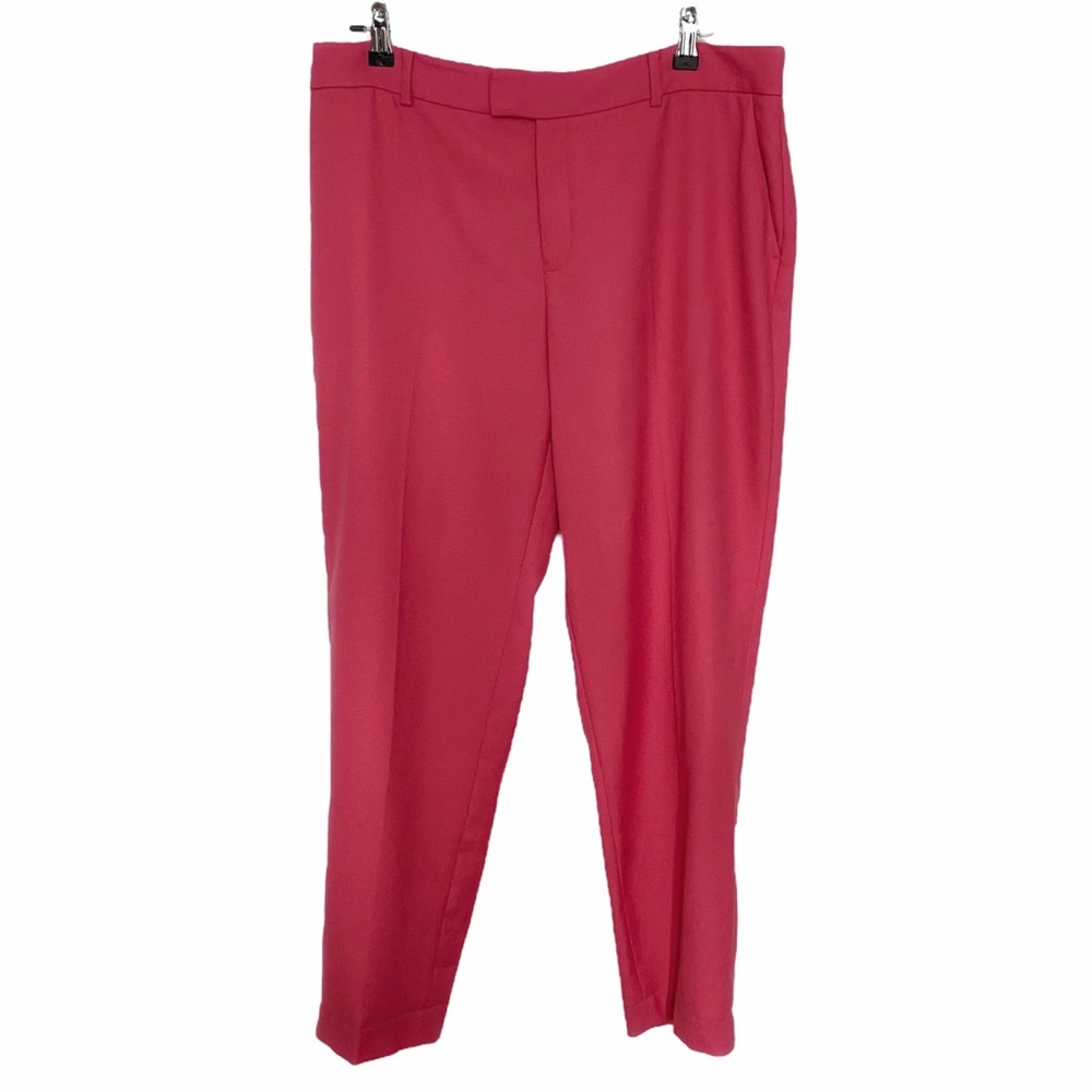 CLUB MONACO WOOL BLEND CANDY PINK TEXTURED HIGH RISE TAPERED TROUSERS PANTS - 12